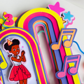 Personalized Gracie’s Corner birthday cake decoration with custom name, age and dimensional layered details for a themed kids party.