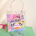 Personalized clear party favor bag with custom Labubu birthday theme, name and age